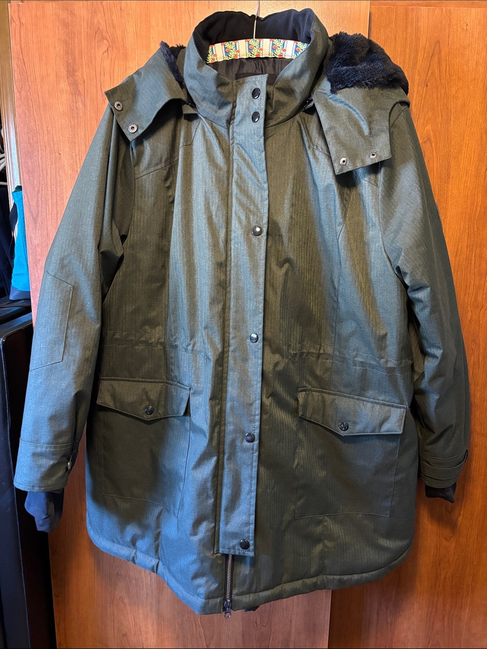 Penningtons ActiveZone Olive Green Hooded Winter Parka Jacket Plus Size